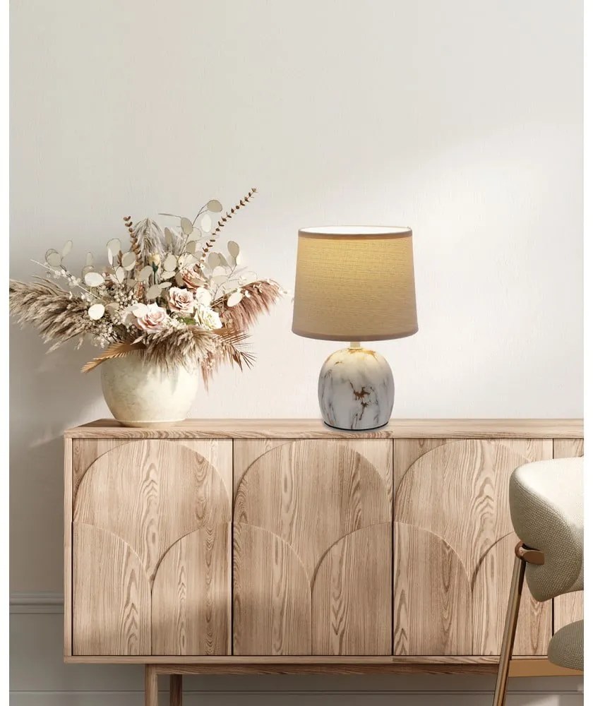 Veioză crem cu abajur textil (înălțime 25 cm) Adelina – Candellux Lighting