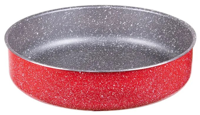 Tava pentru copt Oliver Voltz OV51222B30, 30 cm, Acoperire marmura, Rosu