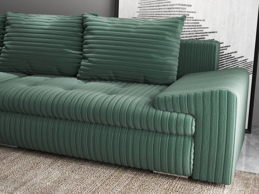 Colțar extensibil dumonde cu ladă de depozitare si sezut confortabil din spuma high-density, Leonardo Ambience Verde 260x185 cm