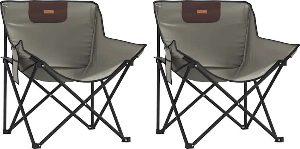 vidaXL Scaune de camping cu buzunar, pliabile, 2 buc., gri