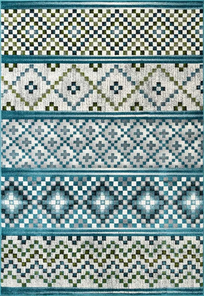 Model Ethnic 11393, Covor Dreptunghiular, Albastru