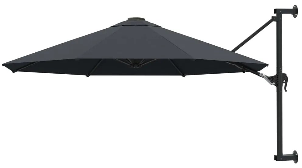 vidaXL Umbrelă soare, montaj pe perete, stâlp metal, 300 cm, antracit