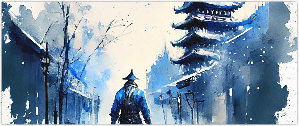 Tablou - Samurai, aquarel (120x50 cm)