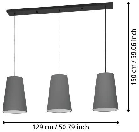 Lustră pe cablu Eglo 390136 PETROSA 3xE27/40W/230V gri