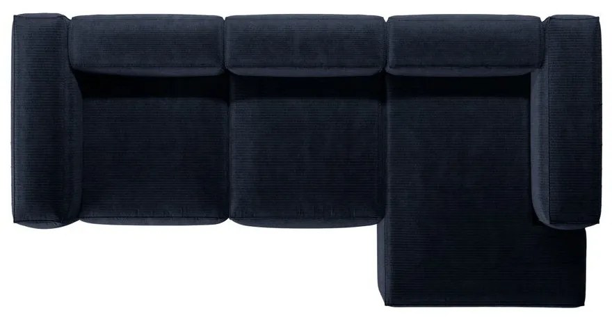 Colțar albastru închis cu tapițerie din catifea reiată (cu colț pe partea dreaptă/cu șezlong) Bergamo – Cosmopolitan Design