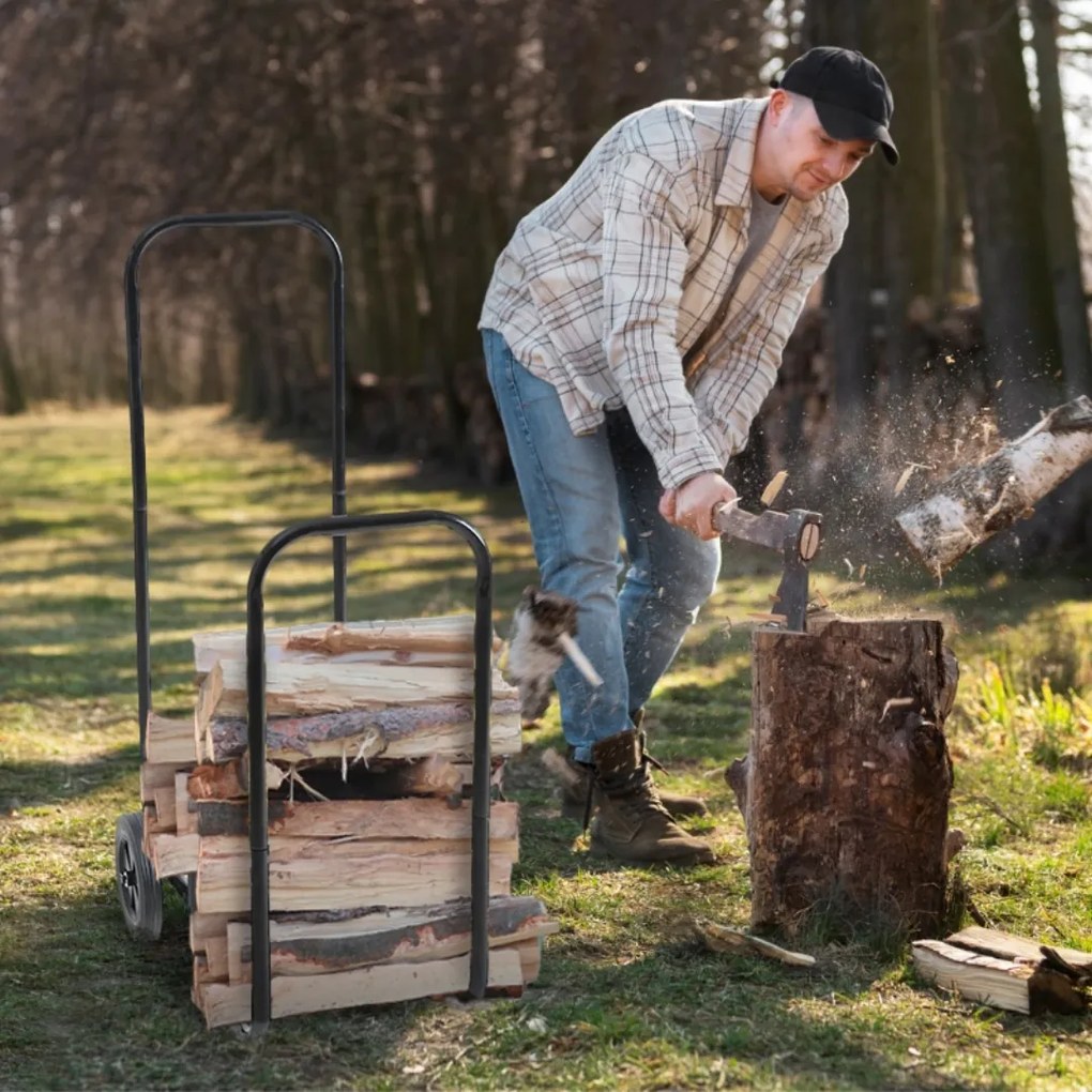 Cărucior pentru lemne de foc AUREL, 56x45x105cm, negru Gardebruk