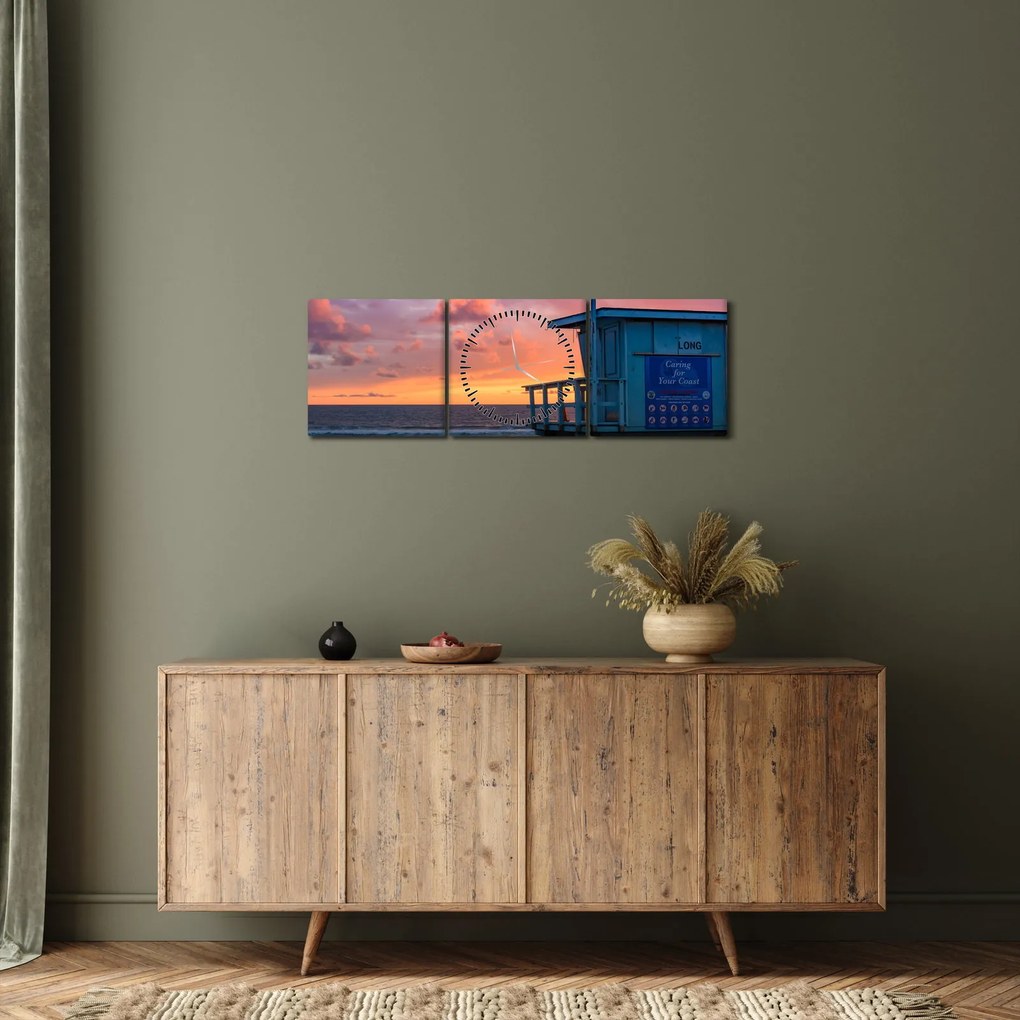Tablou de pe plaja Santa Monica (cu ceas) (90x30 cm)