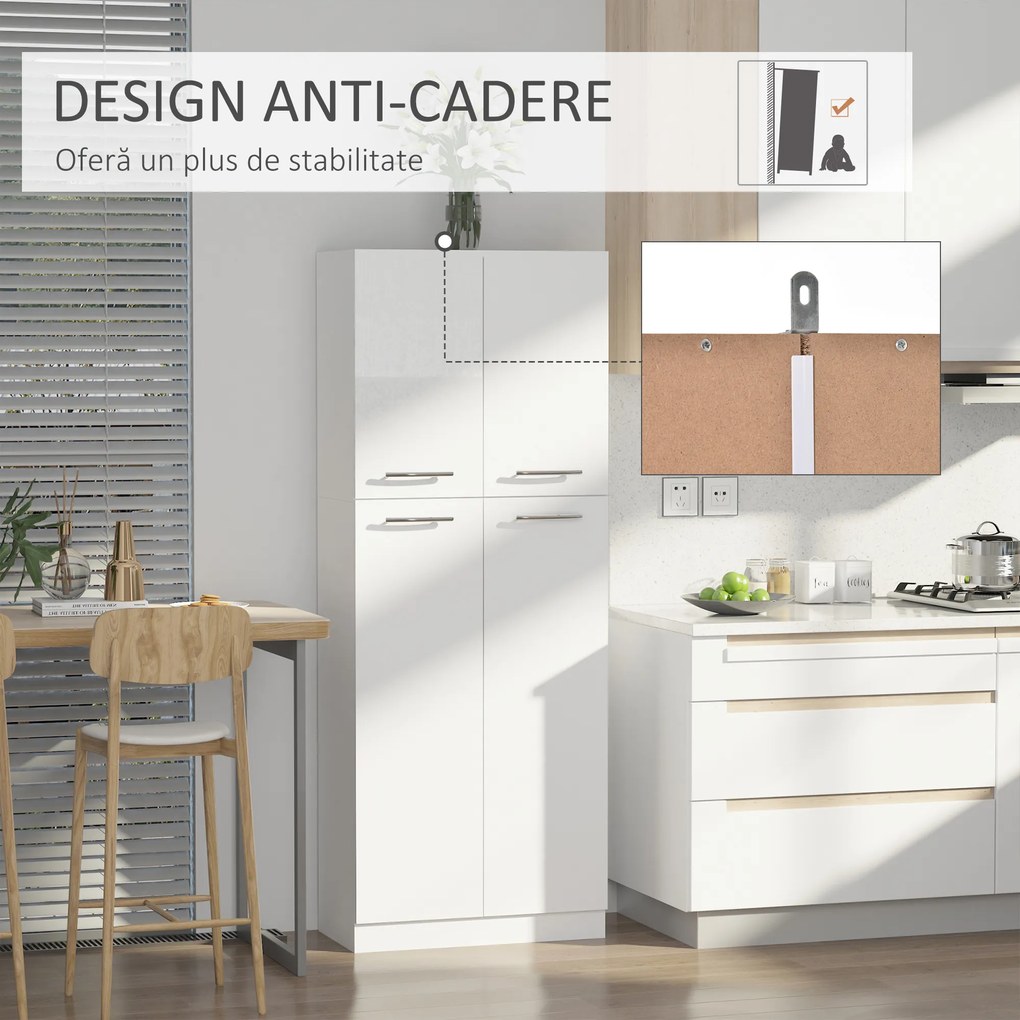 HOMCOM Dulap Compact cu Rafturi Ajustabile, 2 Compartimente, Design Modern, 59x31x155 cm, Alb | Aosom Romania