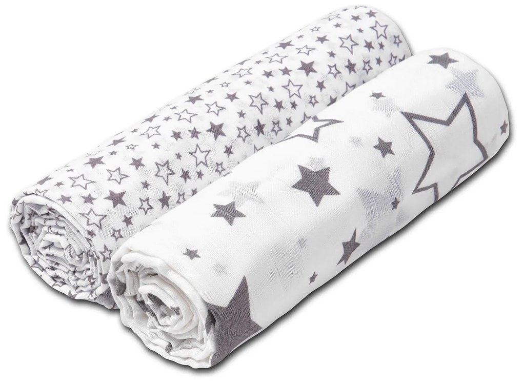 Set 2 paturici muselina 110x110 cm Kidizi Galaxy Grey, 100% bumbac