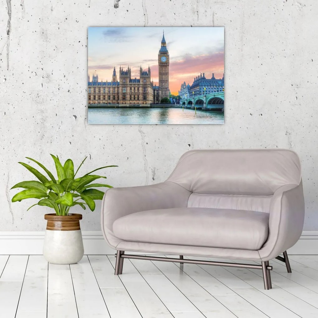 Tablou pe sticlă - Londra în culori pastelate (70x50 cm)