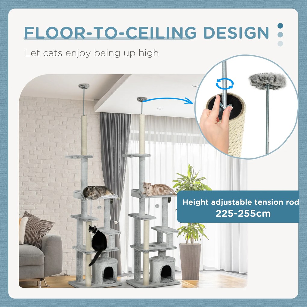 PawHut Copac pentru Pisici de Interior Turn de Joaca Centru de Activitati de Escaladare Turn de Zgariere Apartament Perne Inaltime Reglabilaaccesorii animale feline sala de gimnastica pisoi lounge mobila sufragerie | Aosom Romania