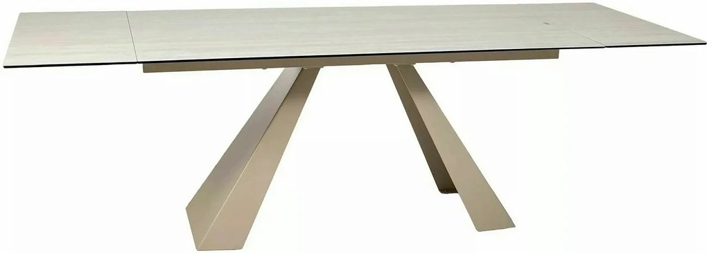 Masă extensibilă SALVADORE, bej mat/cașmir, sticlă securizată/ceramică