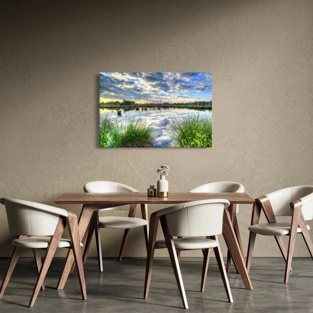 Tablou cu lac și trestie (90x60 cm)