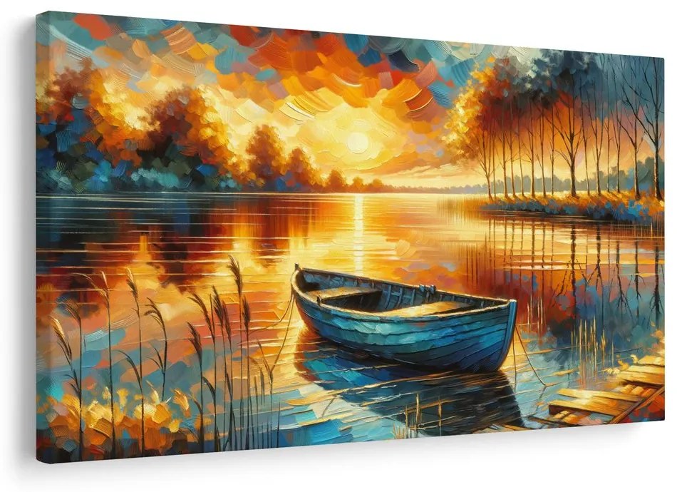 Tablou liniștea serii pe lac