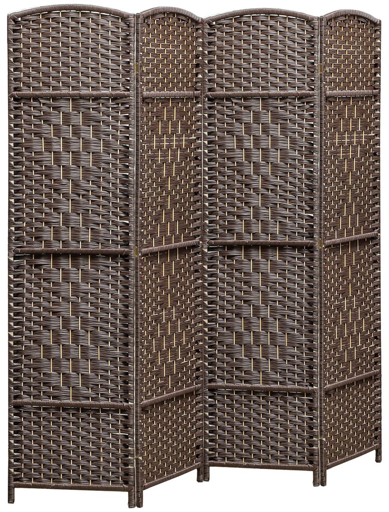 HOMCOM Paravent interior din lemn 4 panouri separator de cameră pliabil pentru sufragerie dormitor 180 x 180 cm maro | Aosom Romania