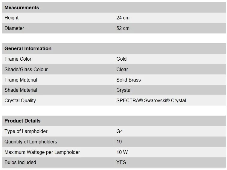 Lustra LUX Cristal Swarovski Spectra, Galaxy Gold, 52cm DL 7-266/19/52 gold OR
