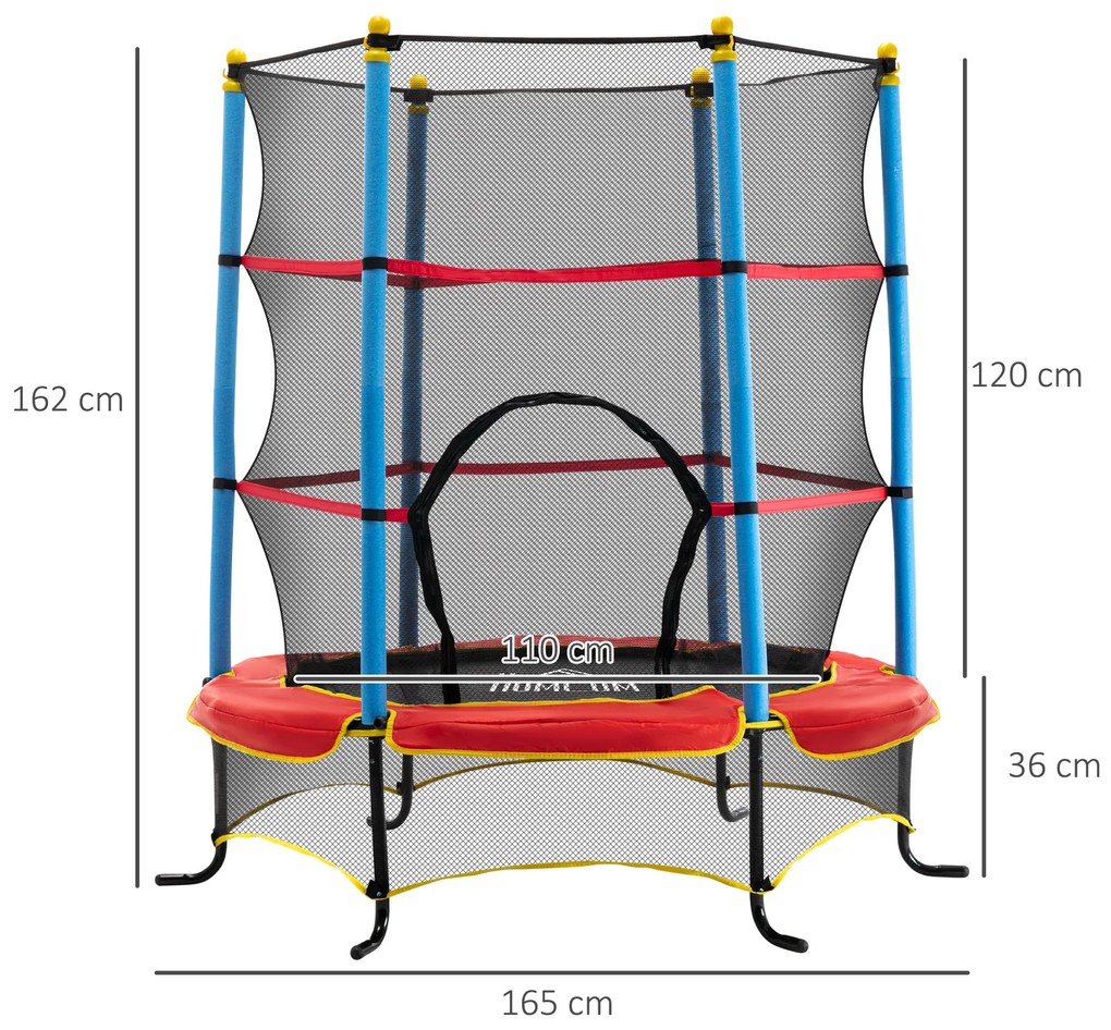 HOMCOM Trambulină pentru Interior și Exterior cu Cadru din Oțel și Covor în Poliester cu Design Fără Arcuri, Φ165x162 cm, Multicolor | Aosom Romania