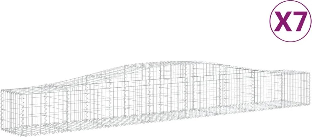 vidaXL Coșuri gabion arcuite 7 buc, 400x50x40/60 cm, fier galvanizat