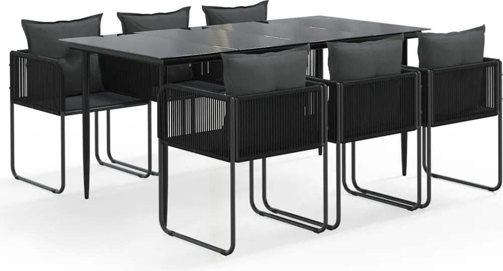 vidaXL Set de servit masa pentru grădină, 7 piese, negru