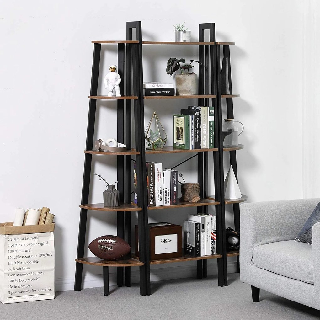 Biblioteca TAYLOR 5 rafturi 172x56 cm, rustic maro