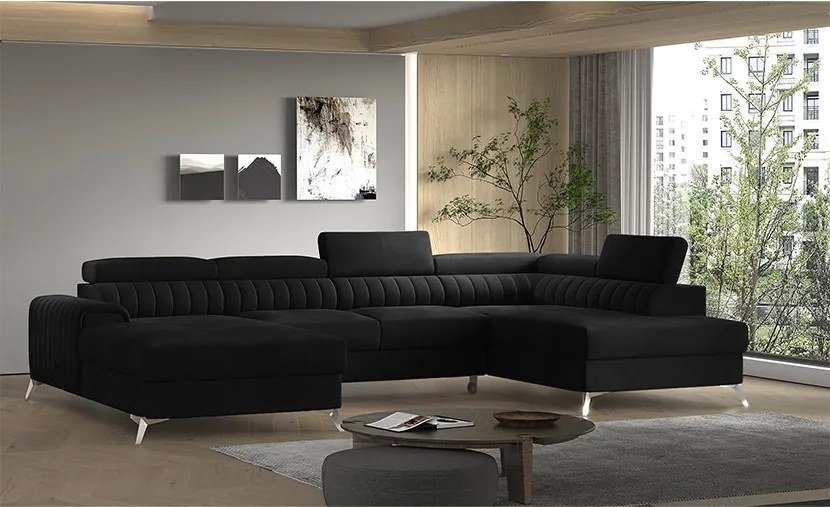 Colțar lemn masiv Formă U Extensibil Levi 347x202cm - Gojo 101, Dreapta