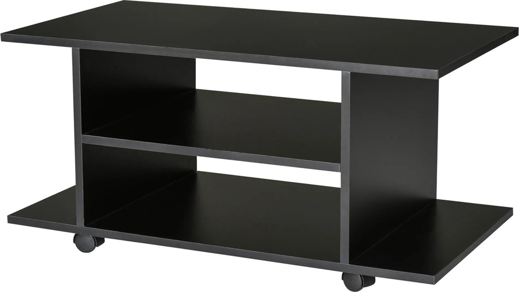 Mobilier Pentru Tv in Lemn cu Roti HOMCOM, Negru,40x40x80cm| Aosom RO | Aosom Romania