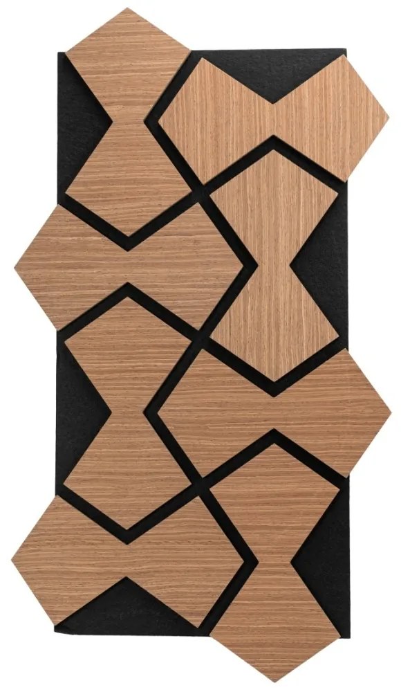 Panou riflaj acustic decorativ, MDF si pasla, AC34, 84.7x48x1.8cm, Stejar inchis