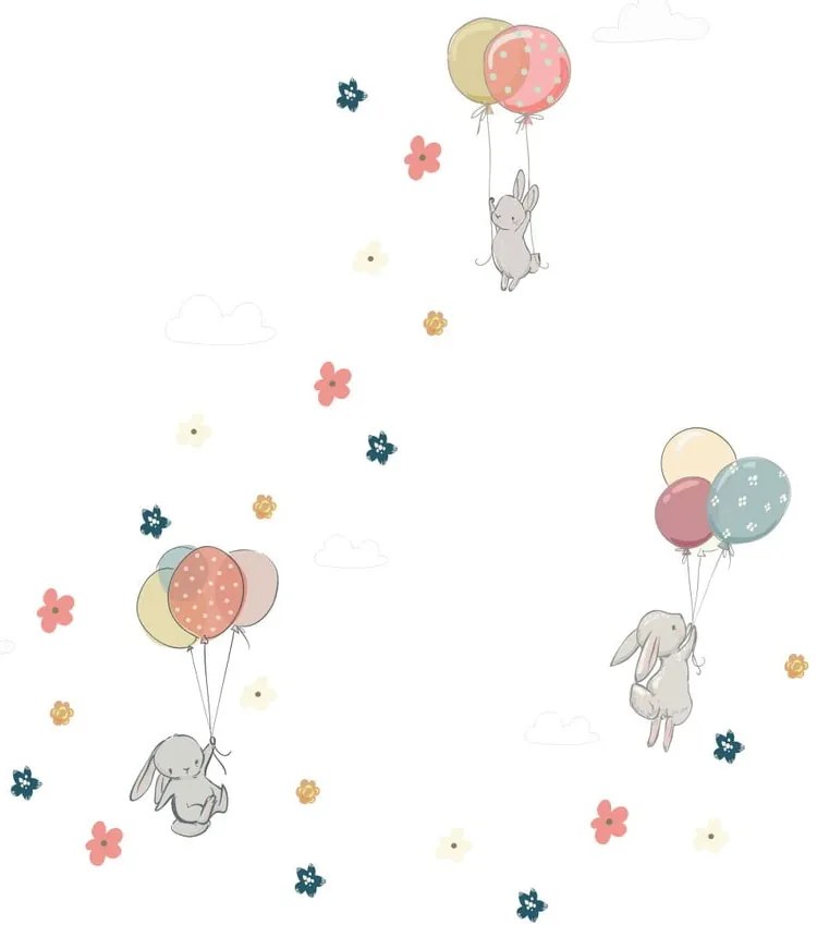 Autocolante de perete pentru camera copiilor Ambiance Flying Rabbits