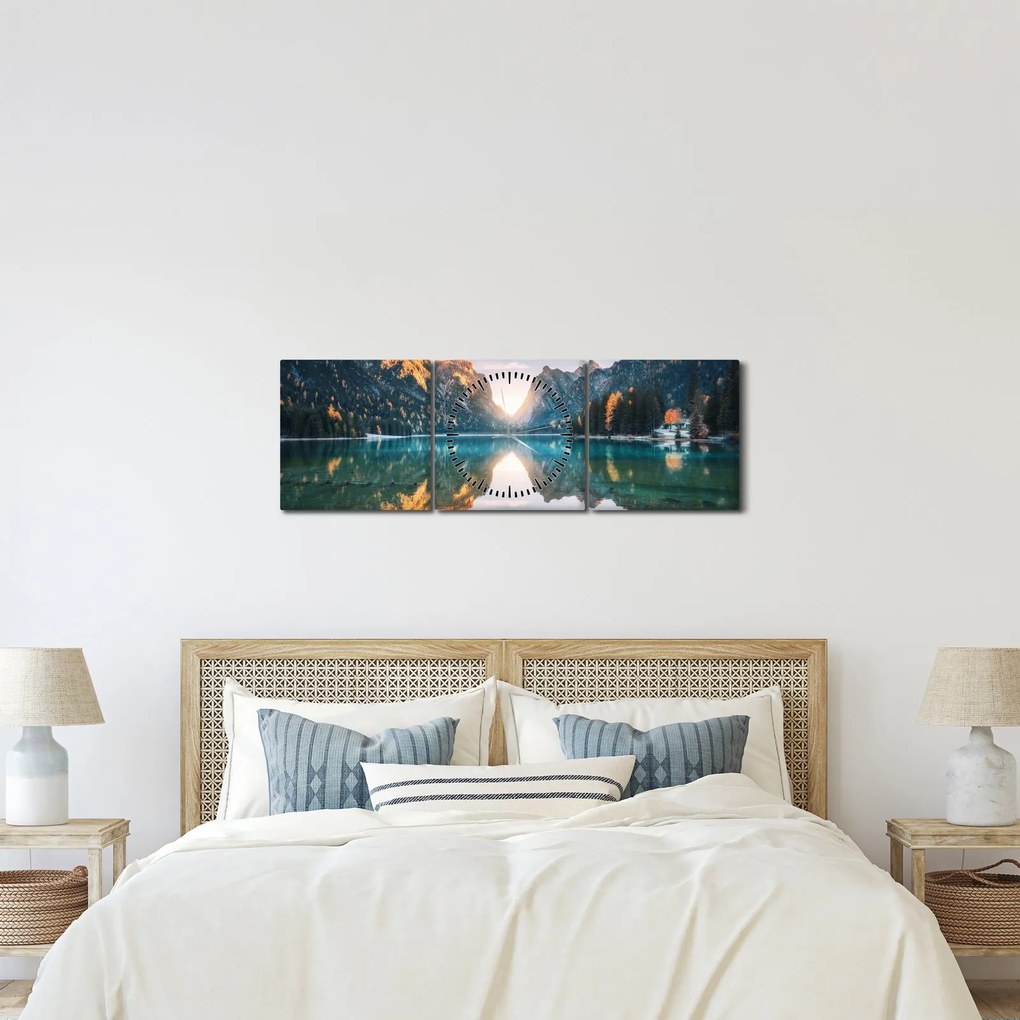 Tablou - Lacul montan (cu ceas) (90x30 cm)