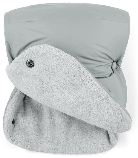 PETITE&MARS - Set sac de iarnă 3 în 1 JIBOT pentru bebeluși + mănuși pentru cărucior, gri deschis