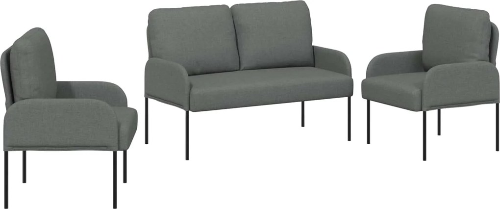 vidaXL Seturi de canapele 3 pcs Gri închis 115 x 56 x 80 cm placaj