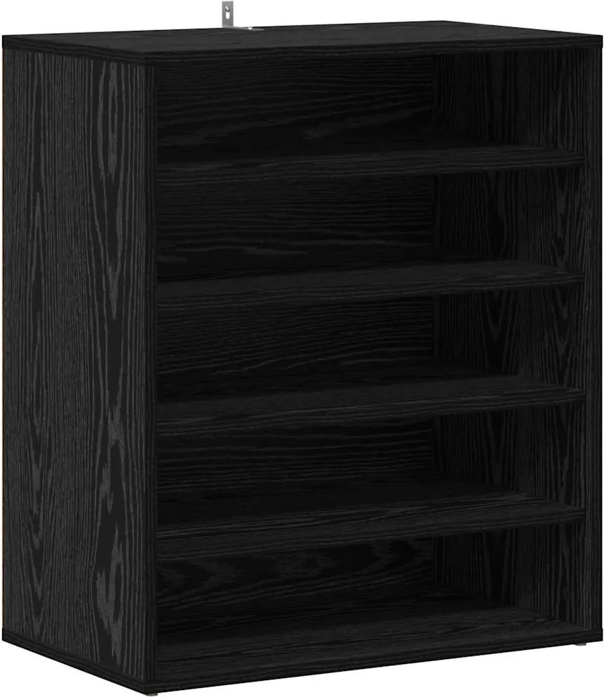 vidaXL Dulap pentru pantofi Stejar Negru 60 x 35 x 70 cm Lemn compozit