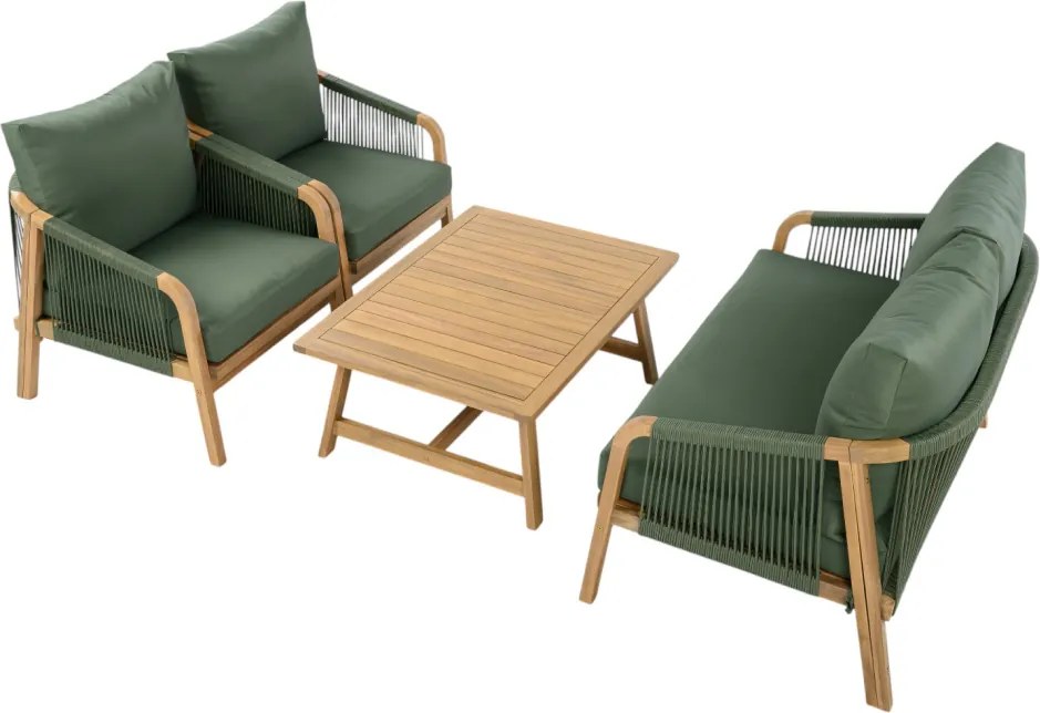 Set de grădină, lemn de salcâm, verde/natural, NADIM