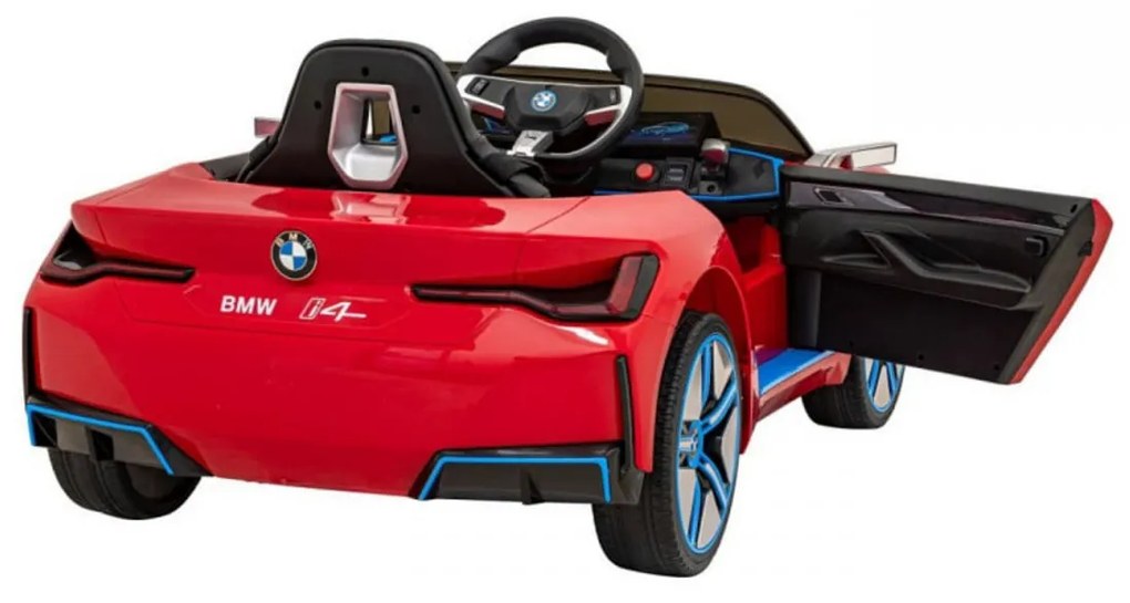 Masinuta Electrica cu acumulator pentru copii NOVOKIDS™ BMW I4, Cu telecomanda, Roti din Cauciuc EVA, Max 30 kg , Usi cu deschidere , 3 Viteze,