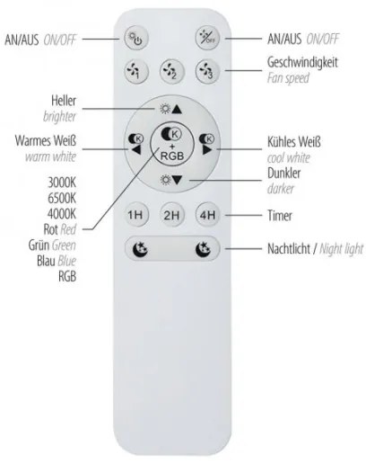 Ventilator LED RGBW dimabil de tavan JUST LIGHT. 14447-18 LENO LED/44W/230V + telecomandă