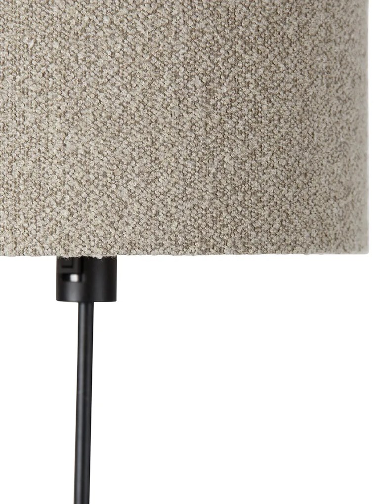 Lampa de podea neagra reglabila cu abajur boucle taupe 35 cm - Parte