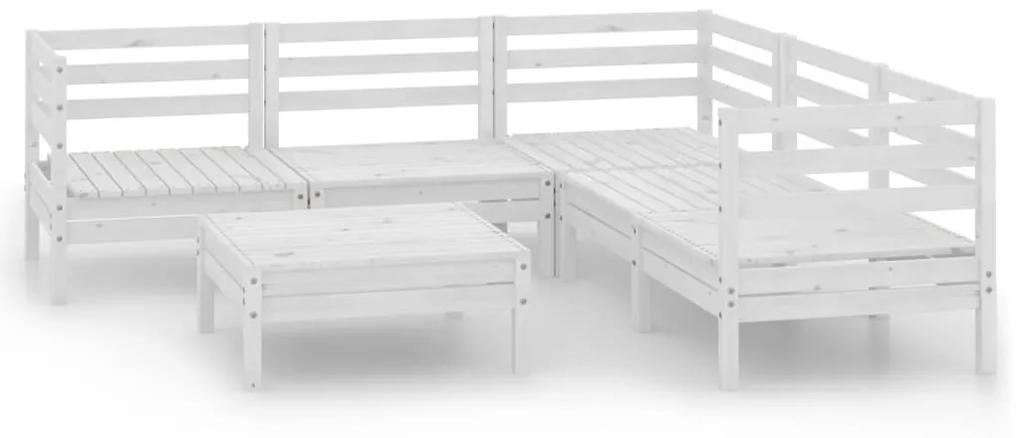 3083000 vidaXL Set mobilier de grădină, 6 piese, alb, lemn masiv de pin
