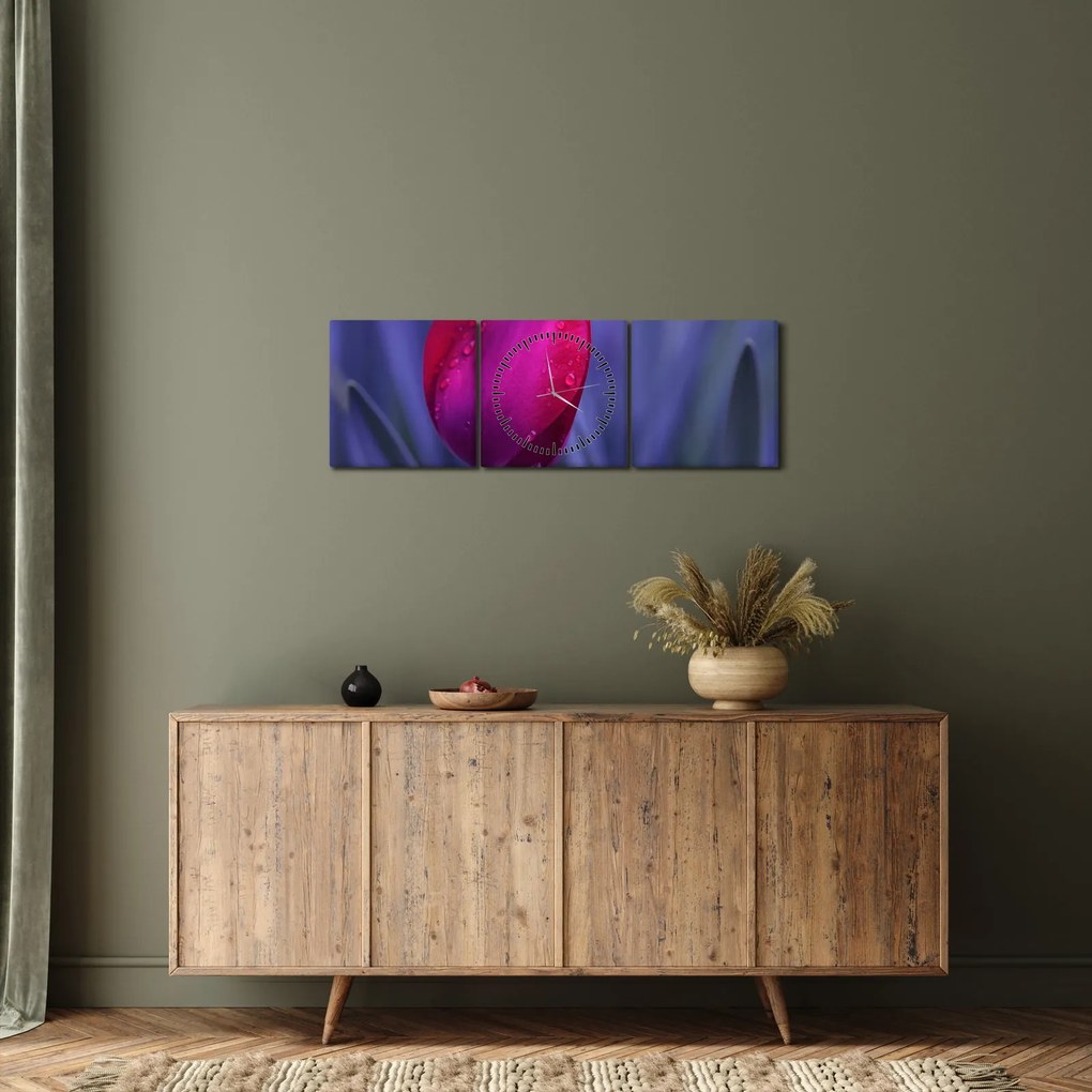 Tablou mugure de lalea (cu ceas) (90x30 cm)