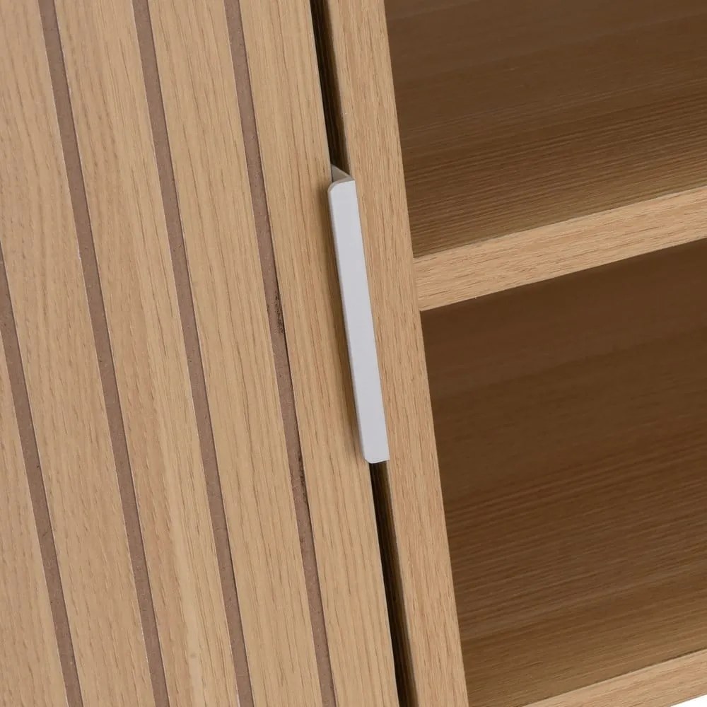 Comodă TV în culoare naturală cu aspect de lemn de stejar 120x45x40 cm Mid-Lines – Casa Selección