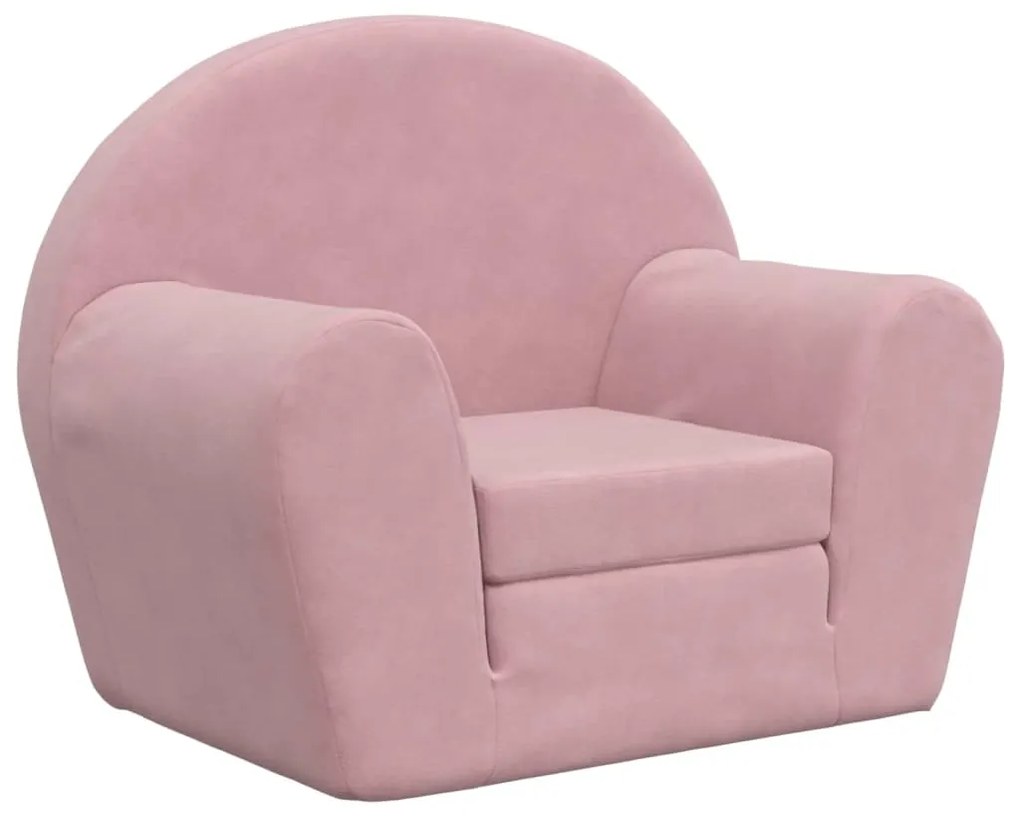 341778 vidaXL Canapea extensibilă pentru copii, roz, pluș moale