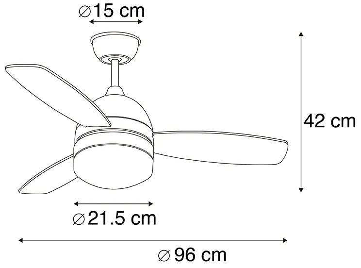 Ventilator de tavan alb cu imprimeu lemn 96cm cu telecomandă - Rotar