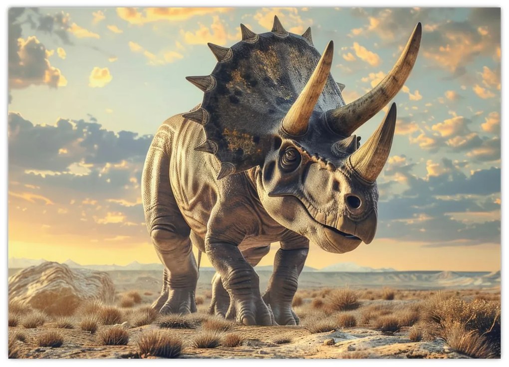 Tablou pe sticlă - Triceratops (70x50 cm)