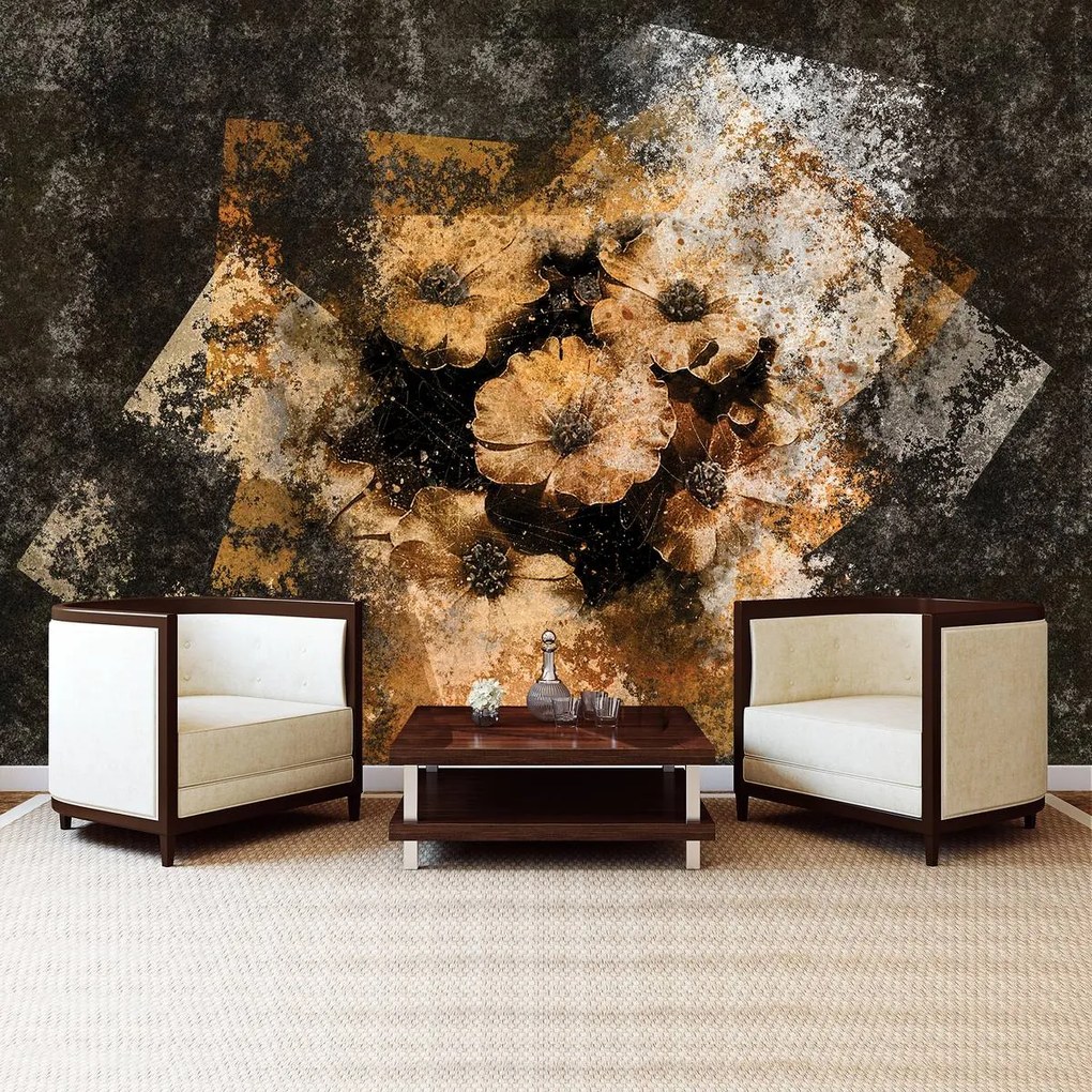 Fototapet - Flori aurii - perete (152,5x104 cm)