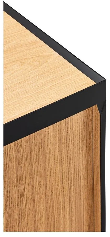 Comodă neagră/în culoare naturală joasă cu aspect de lemn de stejar 110x85 cm Arista – Teulat