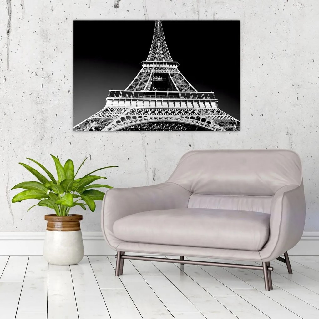 Tablou - Turnul Eiffel, alb-negru (90x60 cm)