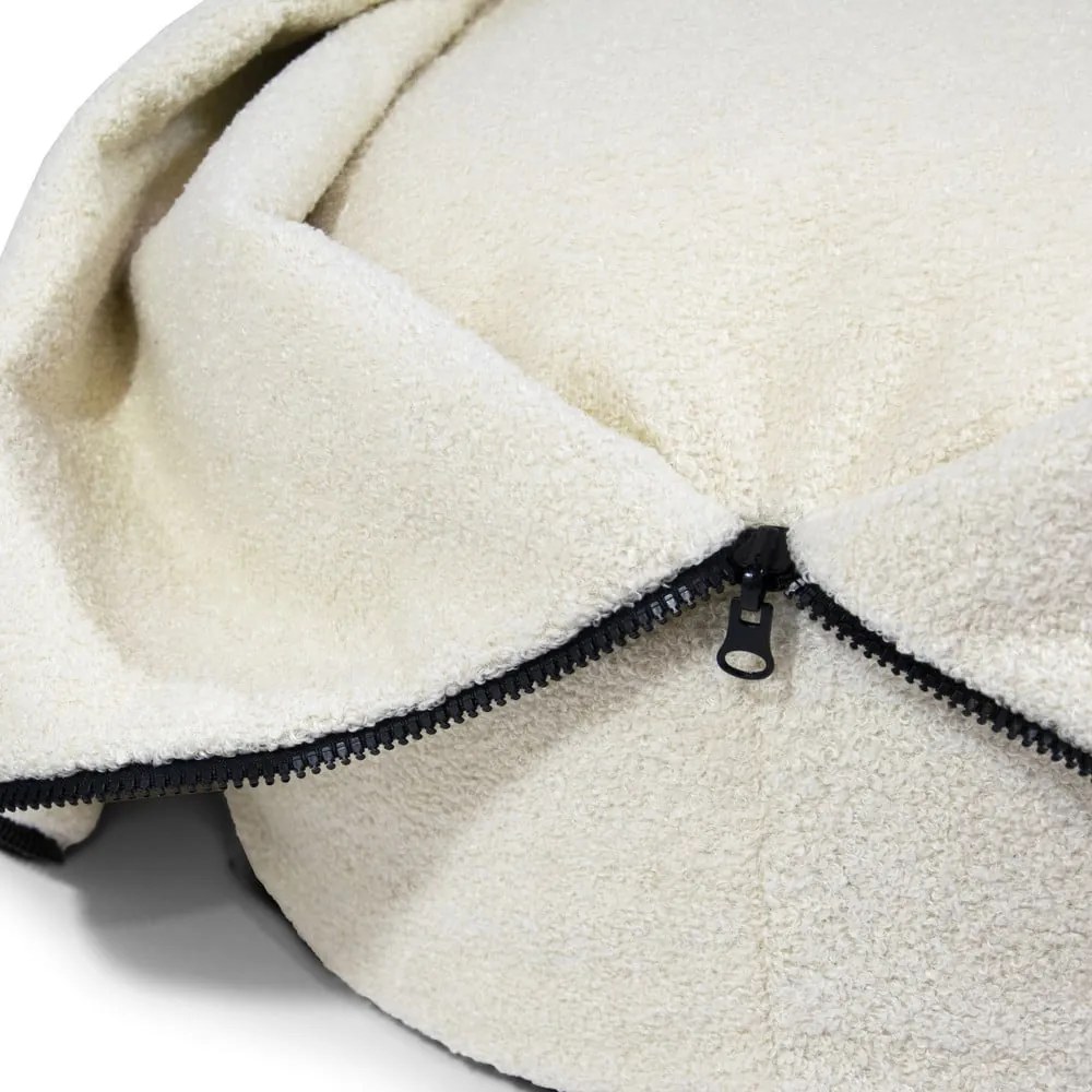 Fotoliu puf pentru copii maro cu tapițerie din țesătură bouclé Cocoon 80 – SLOWDOWN