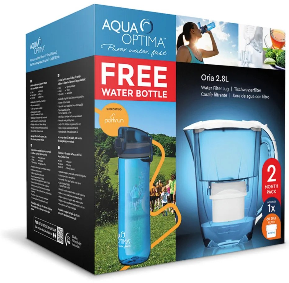 Aqua Optima Oria 2,8 l-es víztartály, 60 napos szűrő, 600 ml-es vizes palack