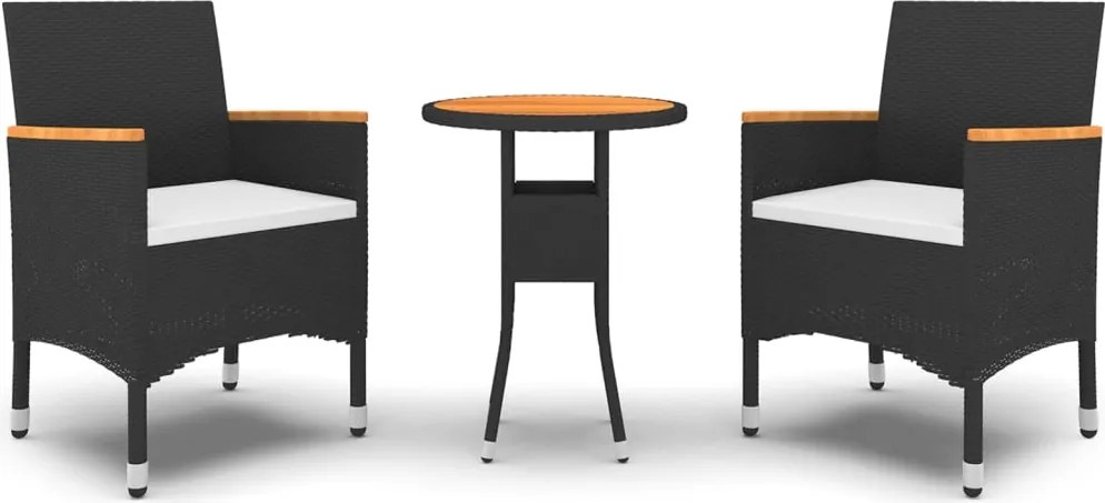 vidaXL Set mobilier de grădină, 3 piese, poliratan