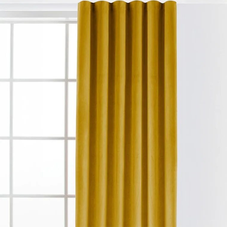 decoDoma Draperie catifelată FILUMI muştar 140 x 250 cm set 2 buc