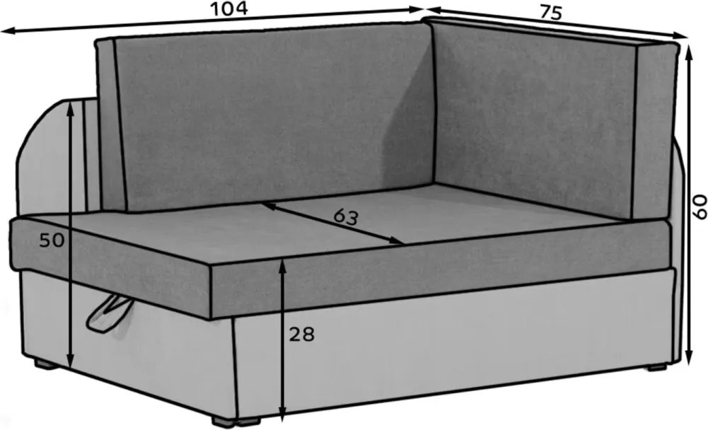 OFERTA Canapea extensibila mica ROSA, gri inchis/gri deschis calitatea II